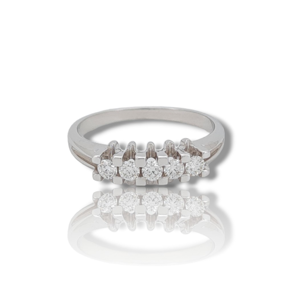 White gold eternity ring k18 with 5 diamonds (code R2200)